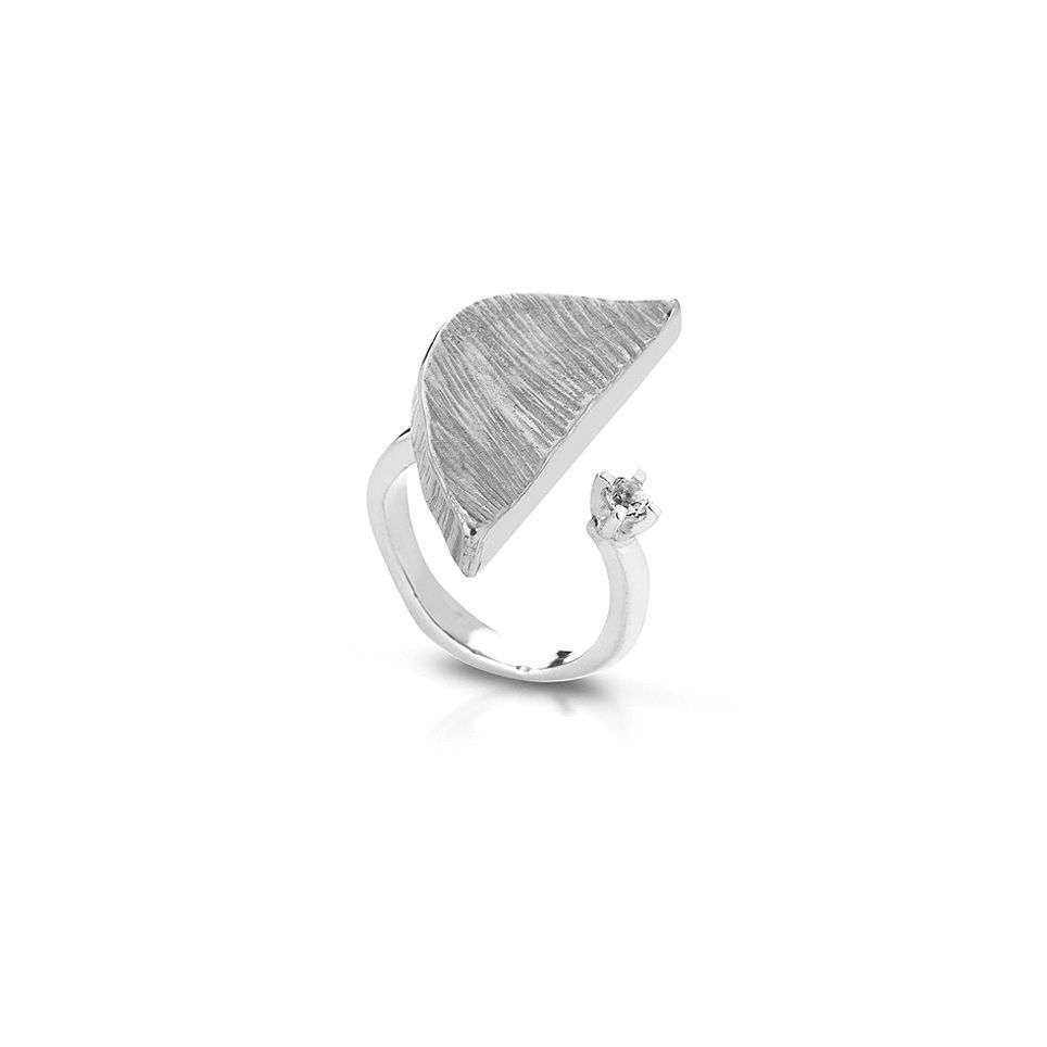 Anello argento e topazio bianco
