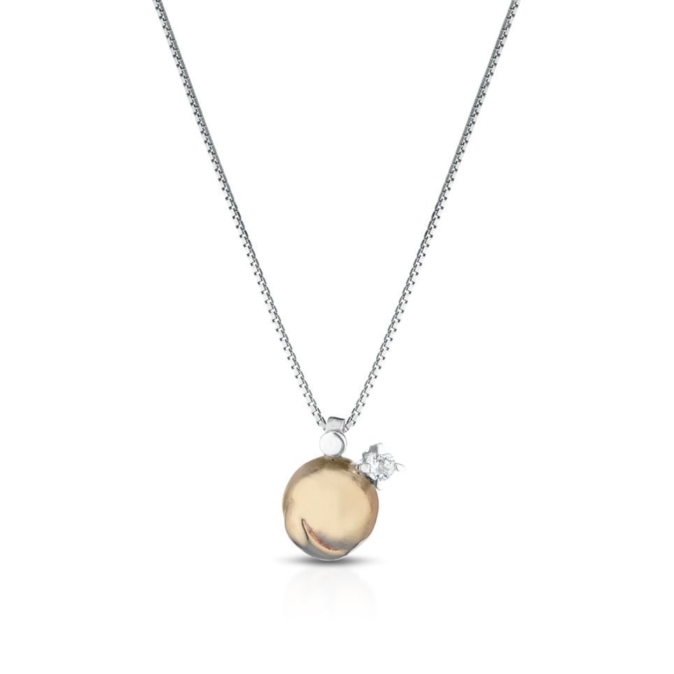Pendente in bronzo, argento e topazio bianco