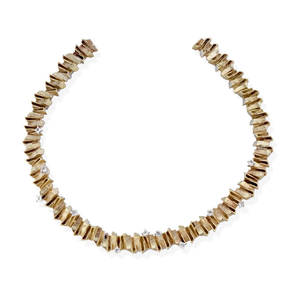 Collier in bronzo, argento e topazi bianchi naturali