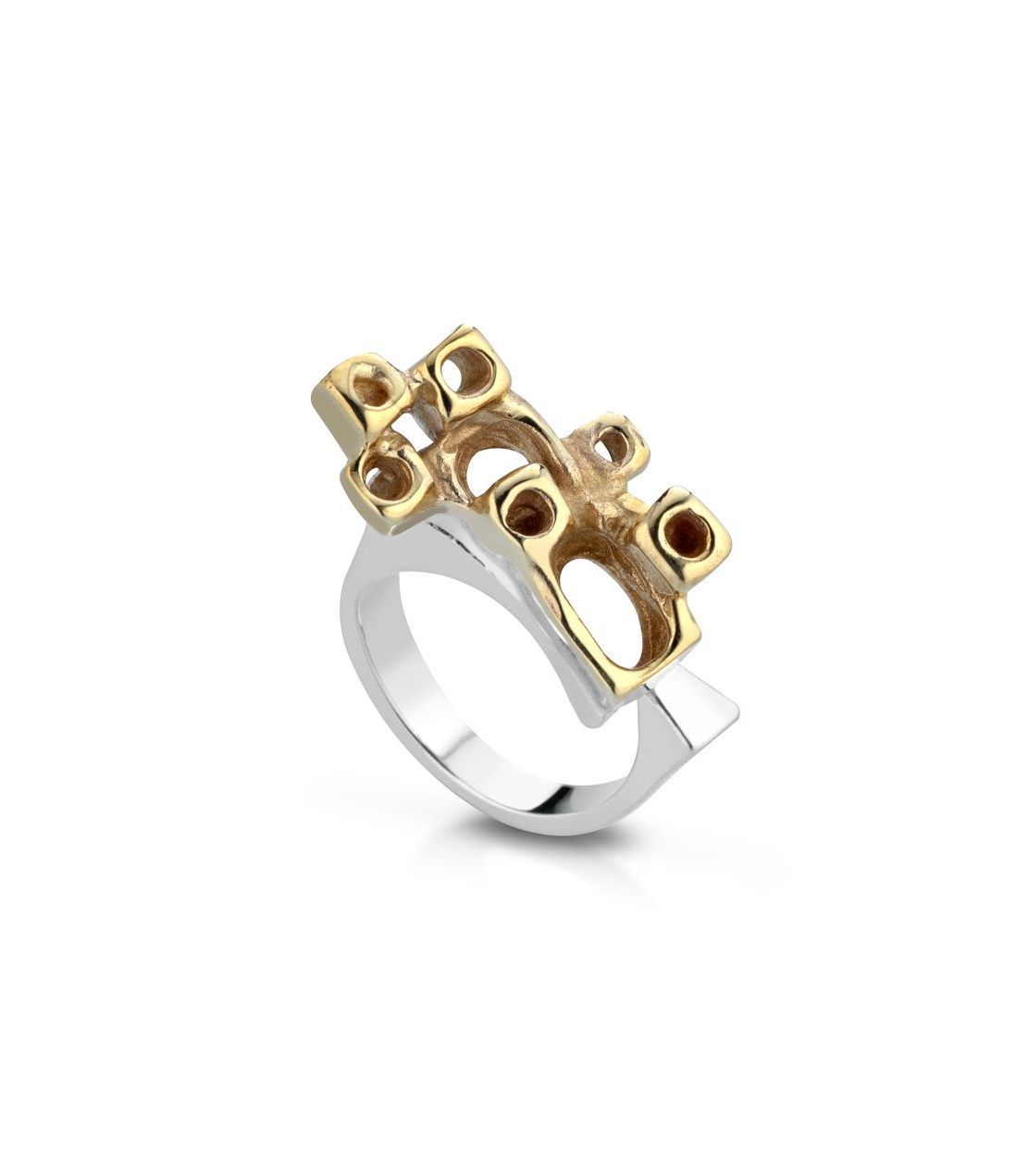 Anello in argento e bronzo
con bagno oro
auto regolabile