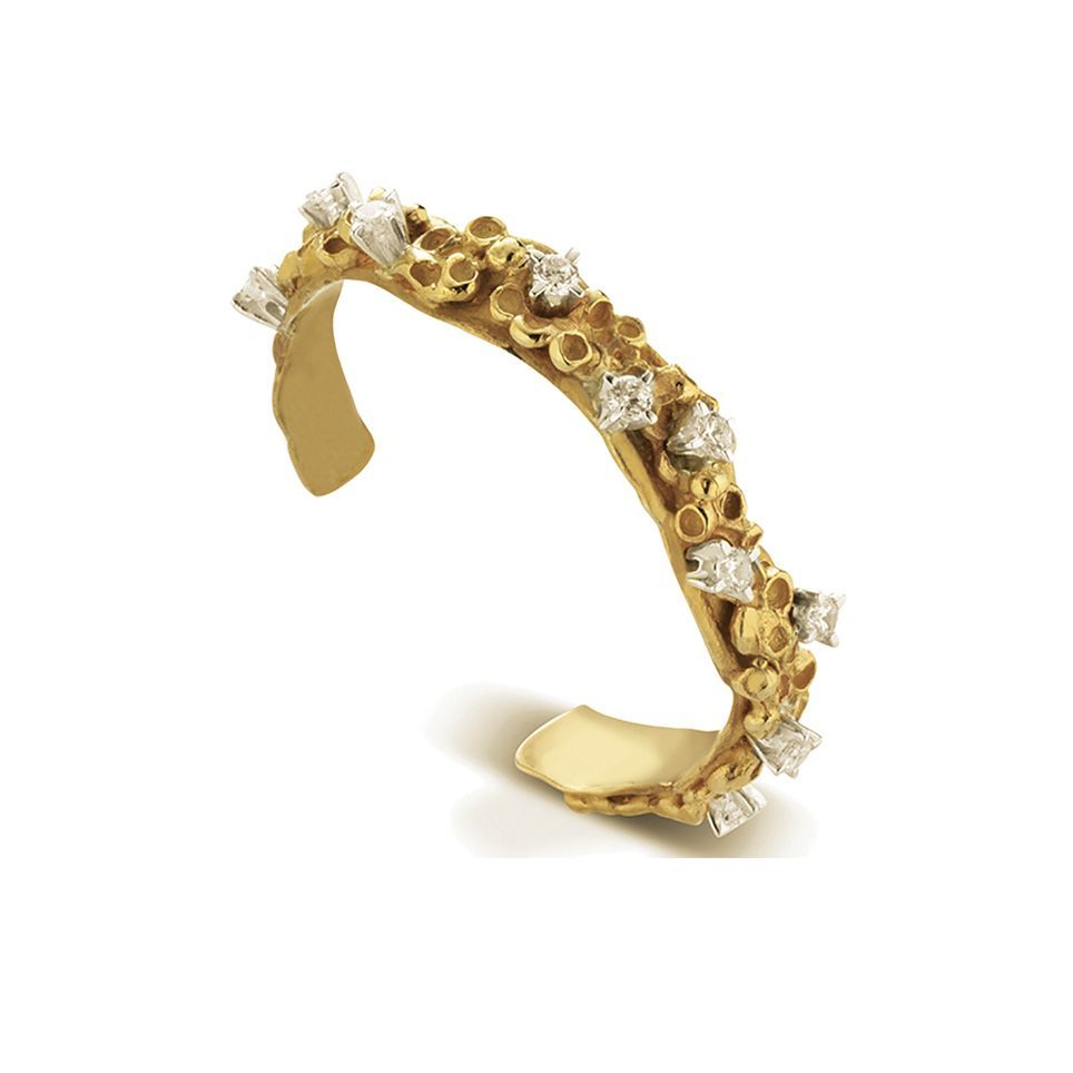 Bracciale in bronzo, argento e topazi bianchi