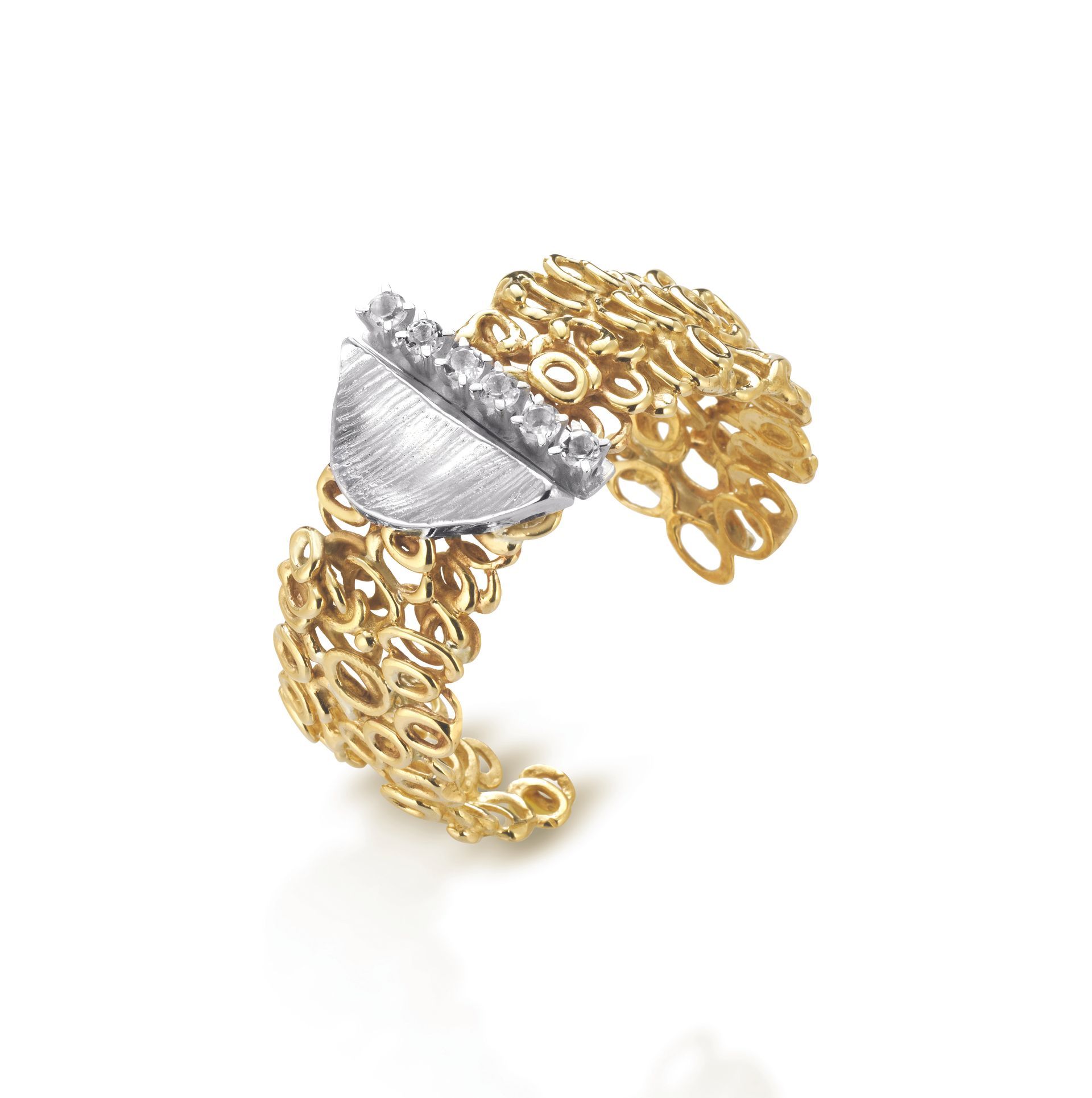 Bracciale in bronzo argento e topazi bianchi