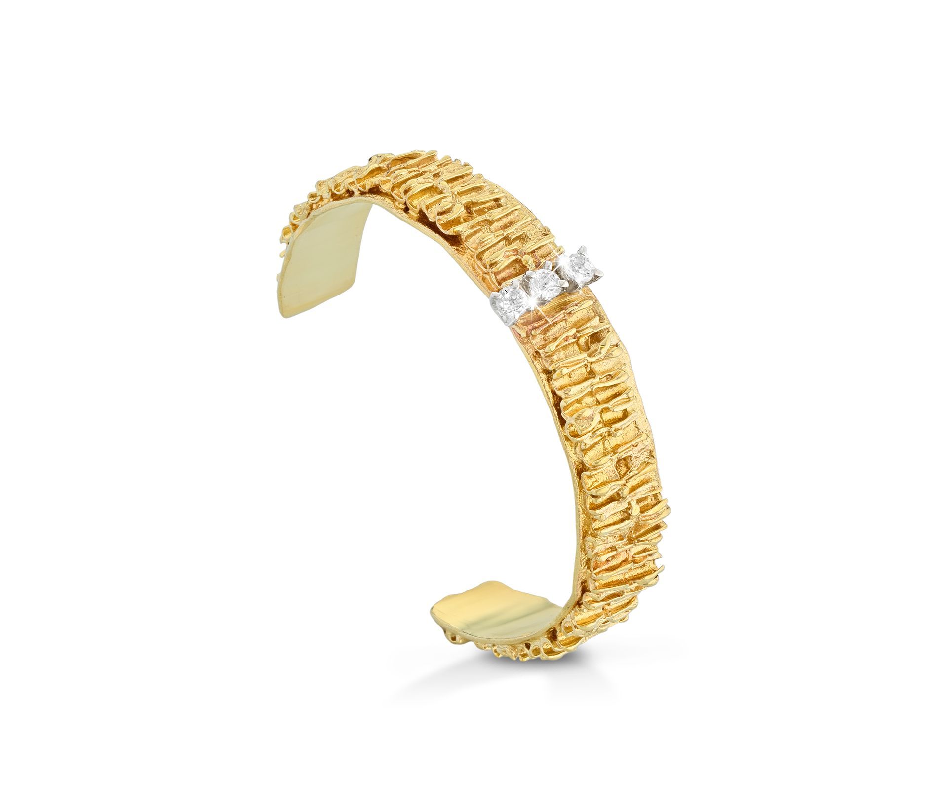Bracciale in bronzo, argento e topazi bianchi con bagno oro 18 carati