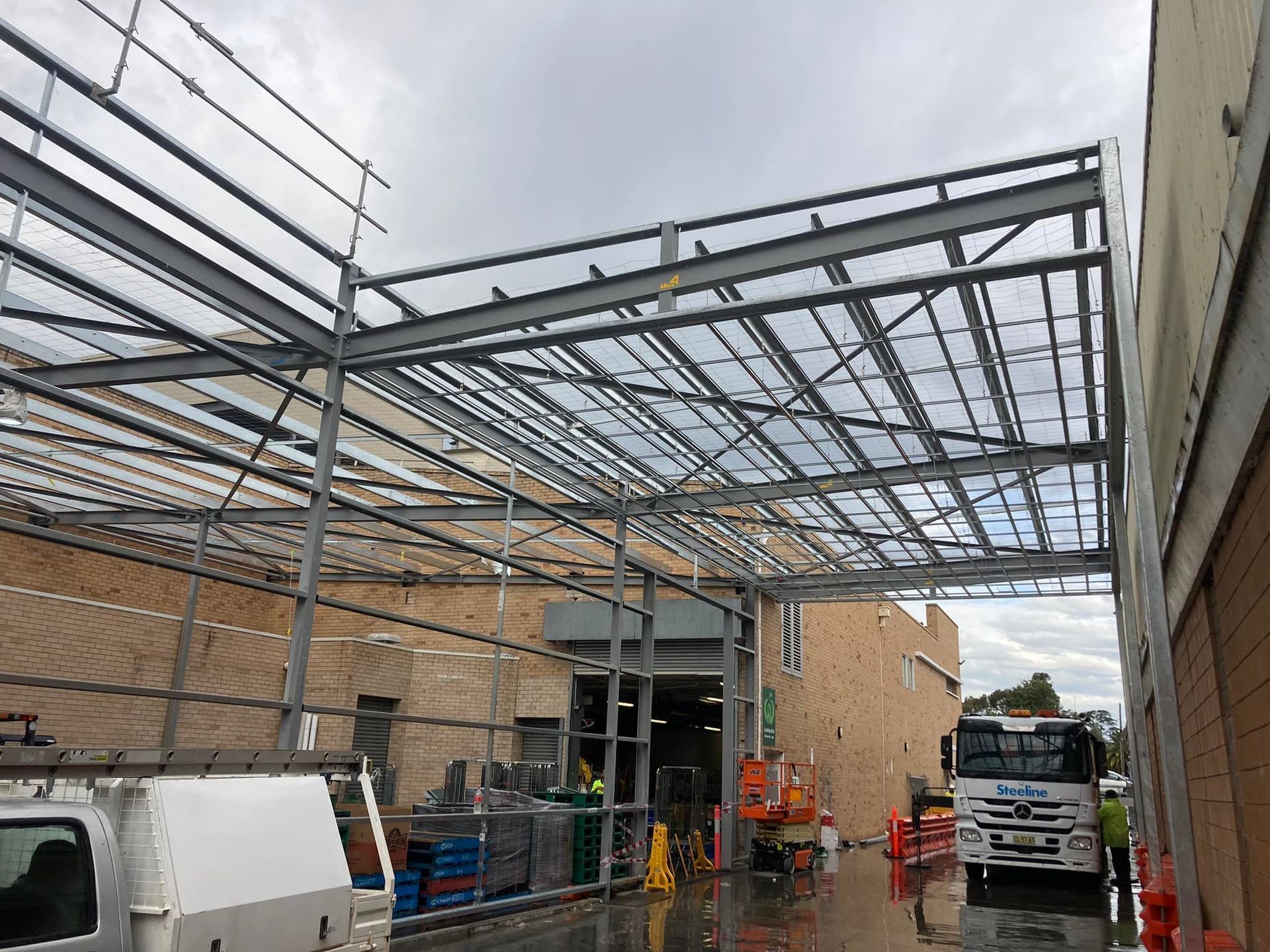 Steel framing for a building under construction — SJ Moore Plumbing & Roofing in Wagga Wagga, NSW