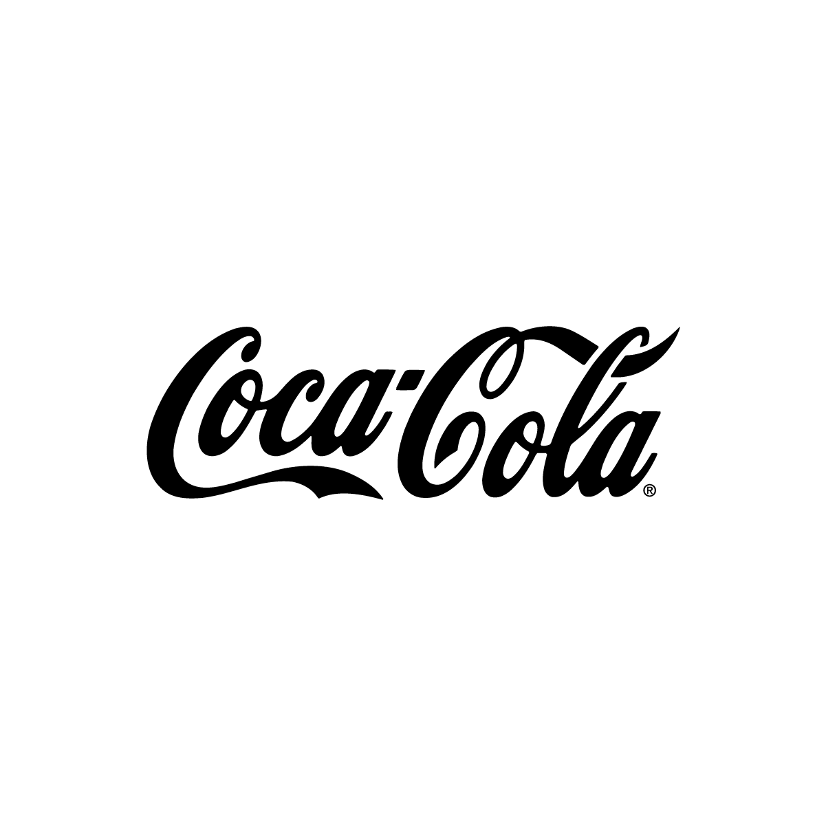 Coca-Cola logo in black script on a white background