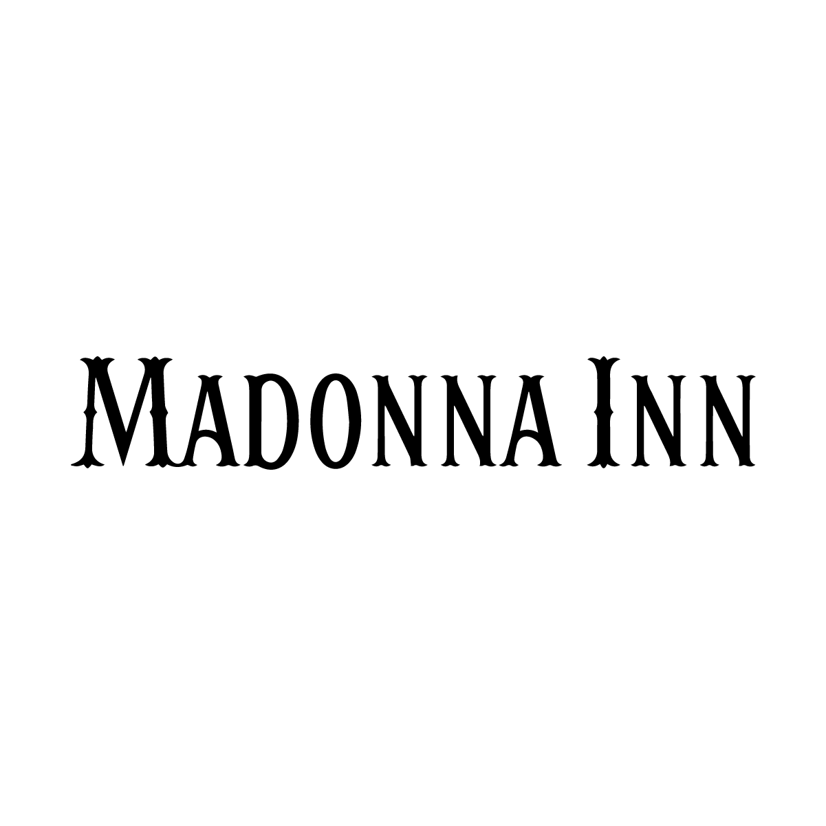 Black serif text reading “Madonna Inn” on a white background