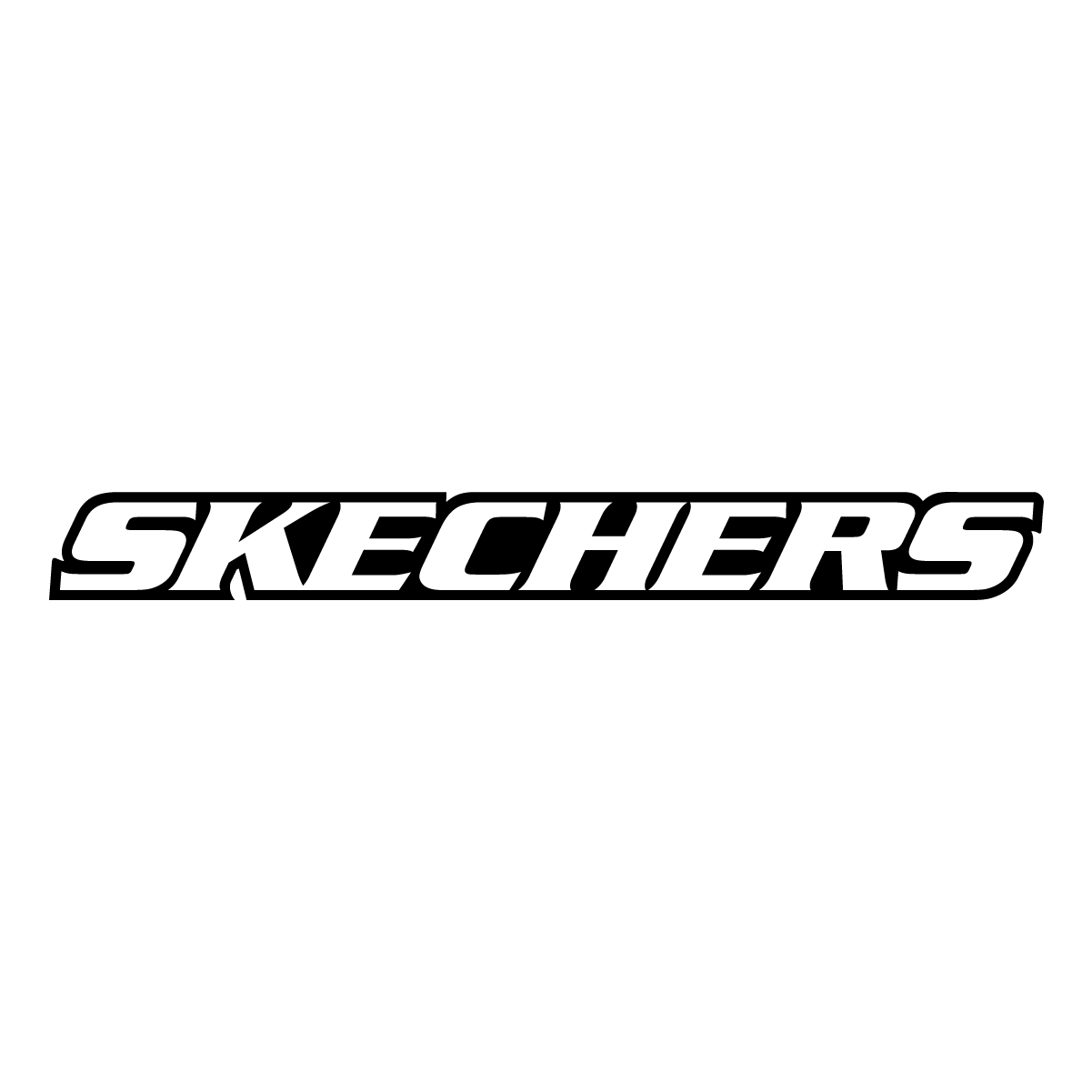 Skechers logo in black italic lettering on a white background