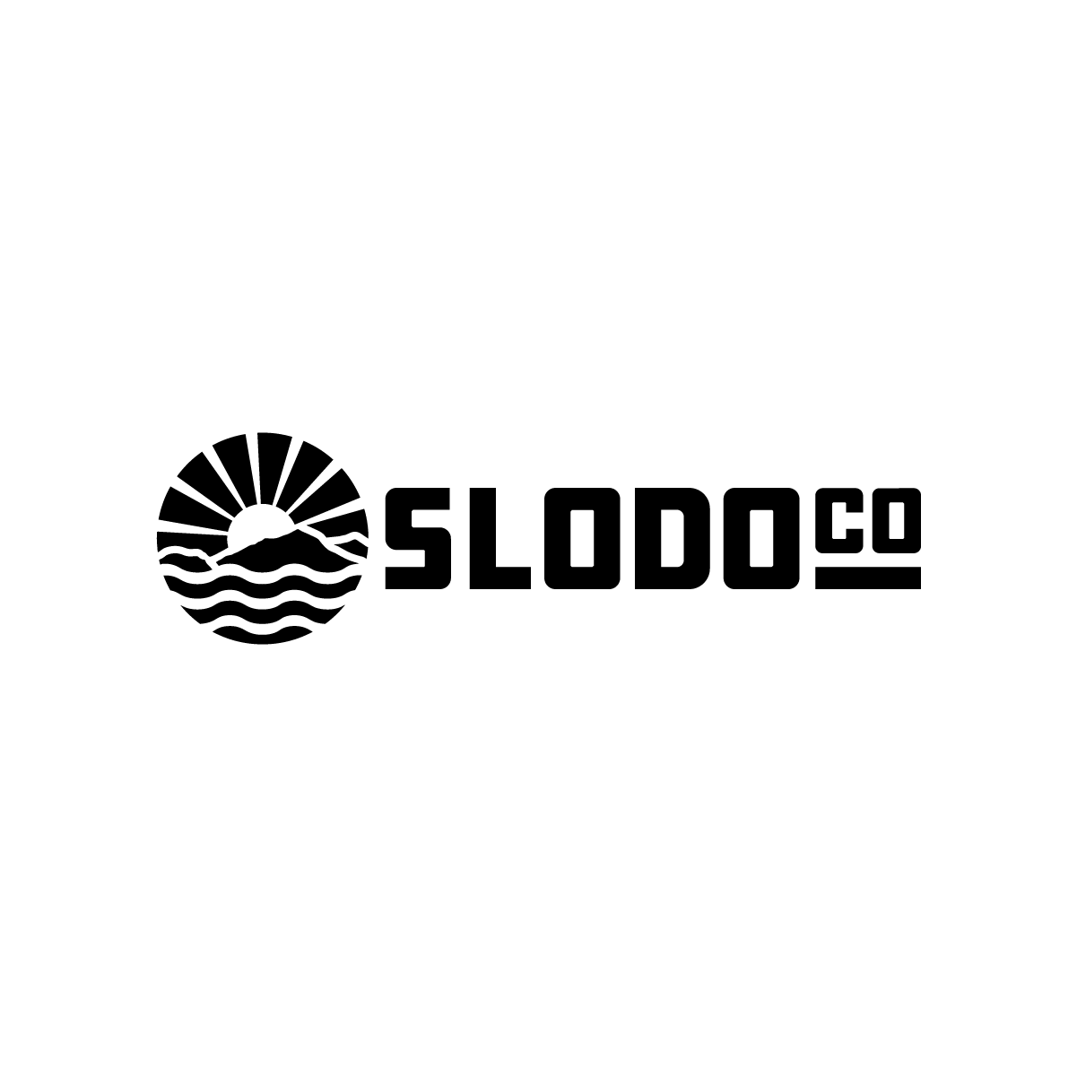 Black SLOODOO logo with a stylized sun and water waves icon