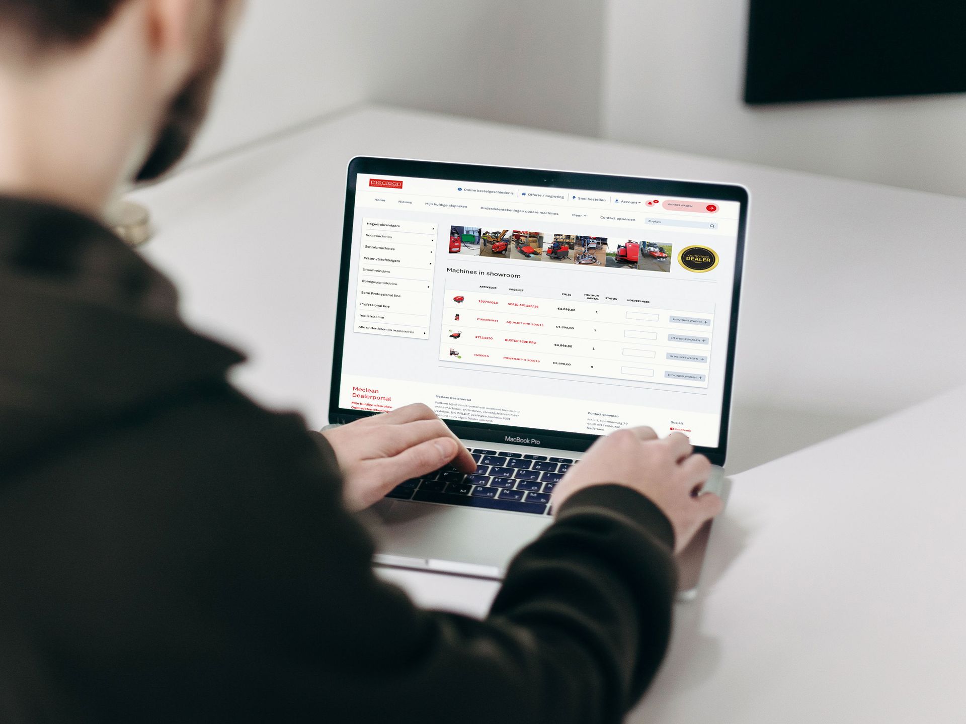 Meclean DealerPortal voor snel en makkelijk bestellen van machines