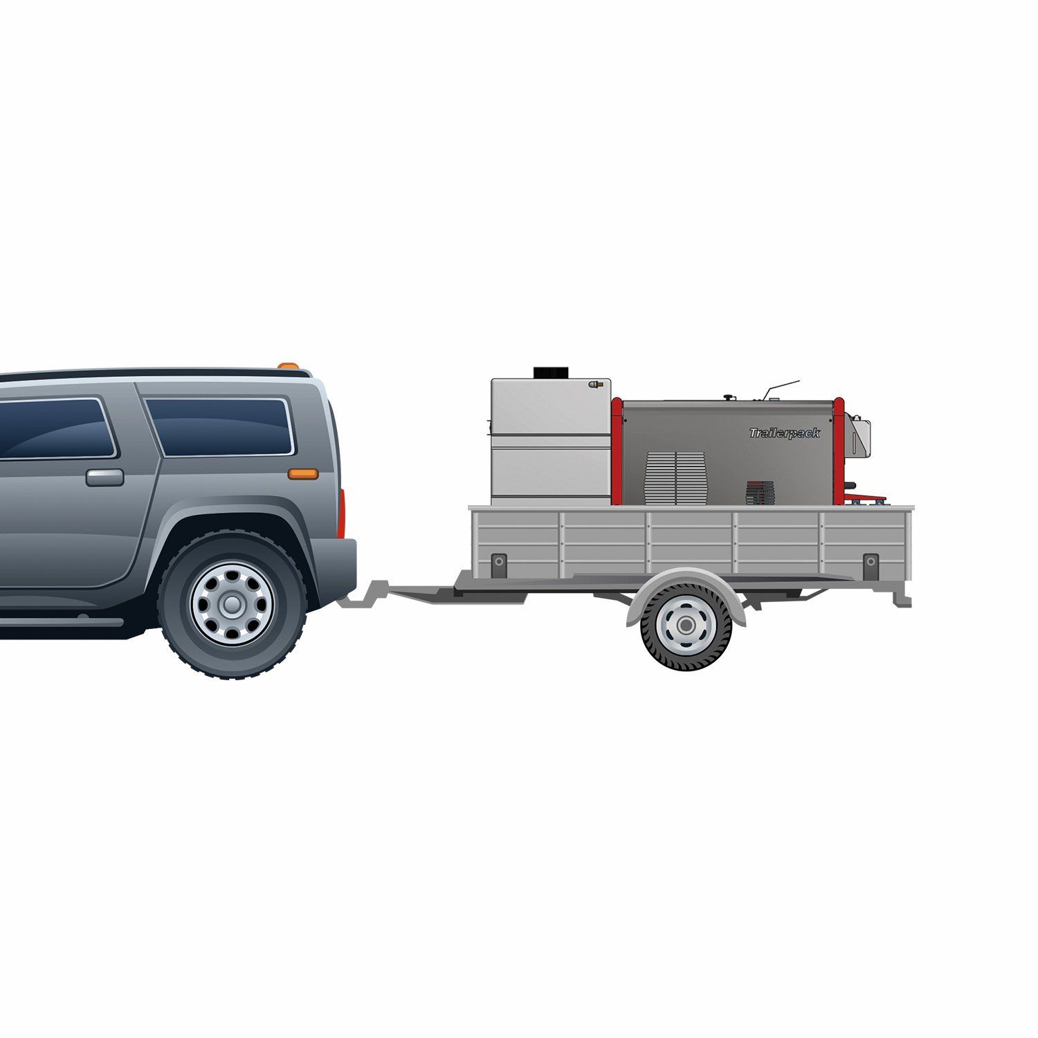 Meclean hogedruk unit Trailerpack TP 200/21 modulaire setup op aanhanger achter bedrijfsvoeruig