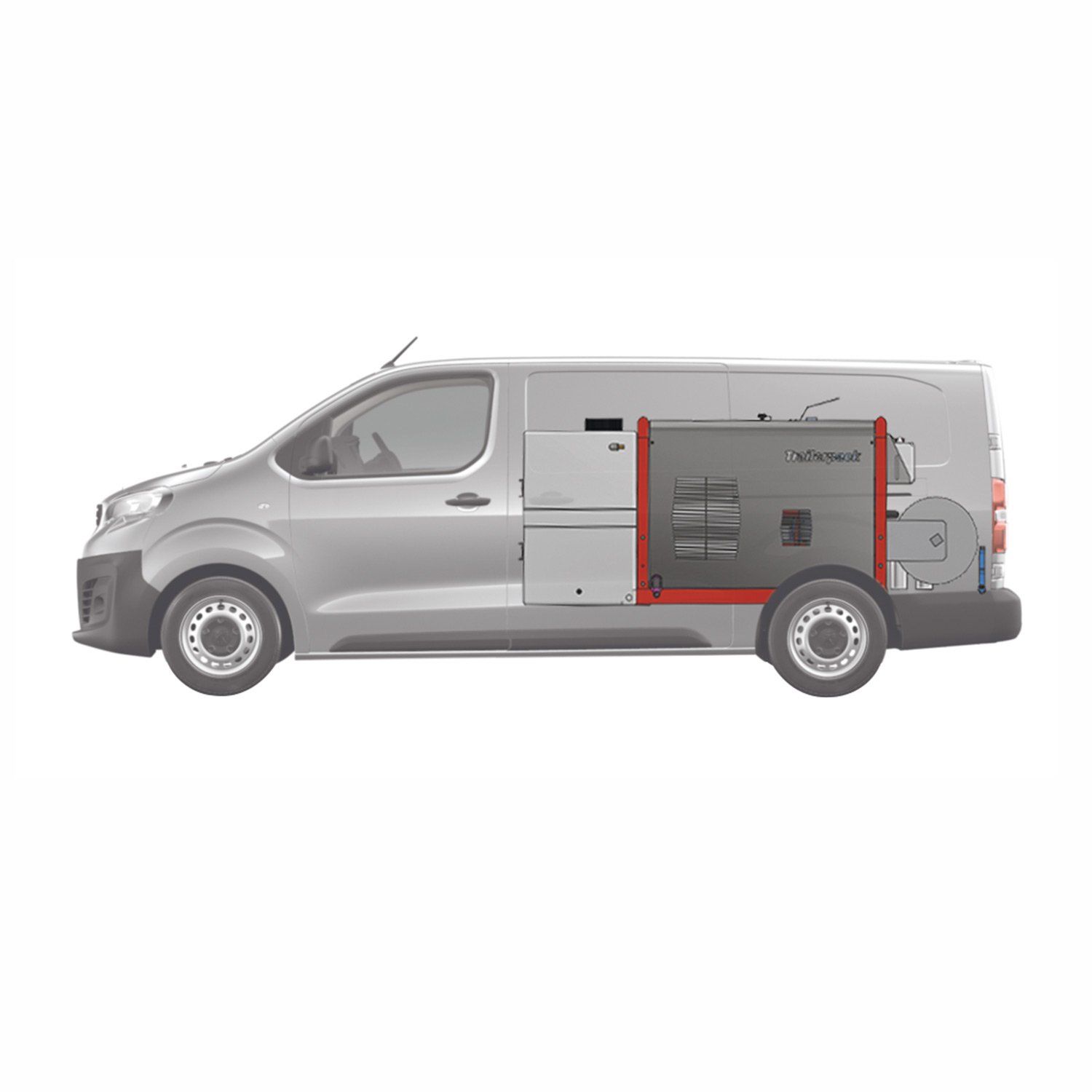 Meclean hogedruk unit Trailerpack TP 200/21 modulaire setup in Mercedes Benz Vito bedrijfswagen