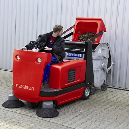 Meclean industriële veegmachine batterij aandrijving BUSTER 1300TTE Dumpen van afval