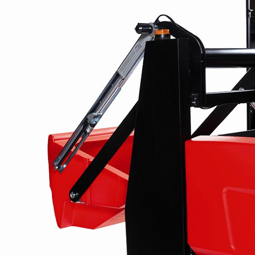 Meclean industriële veegmachine batterij aandrijving BUSTER 1300TTE Detail hoogdumpen afval