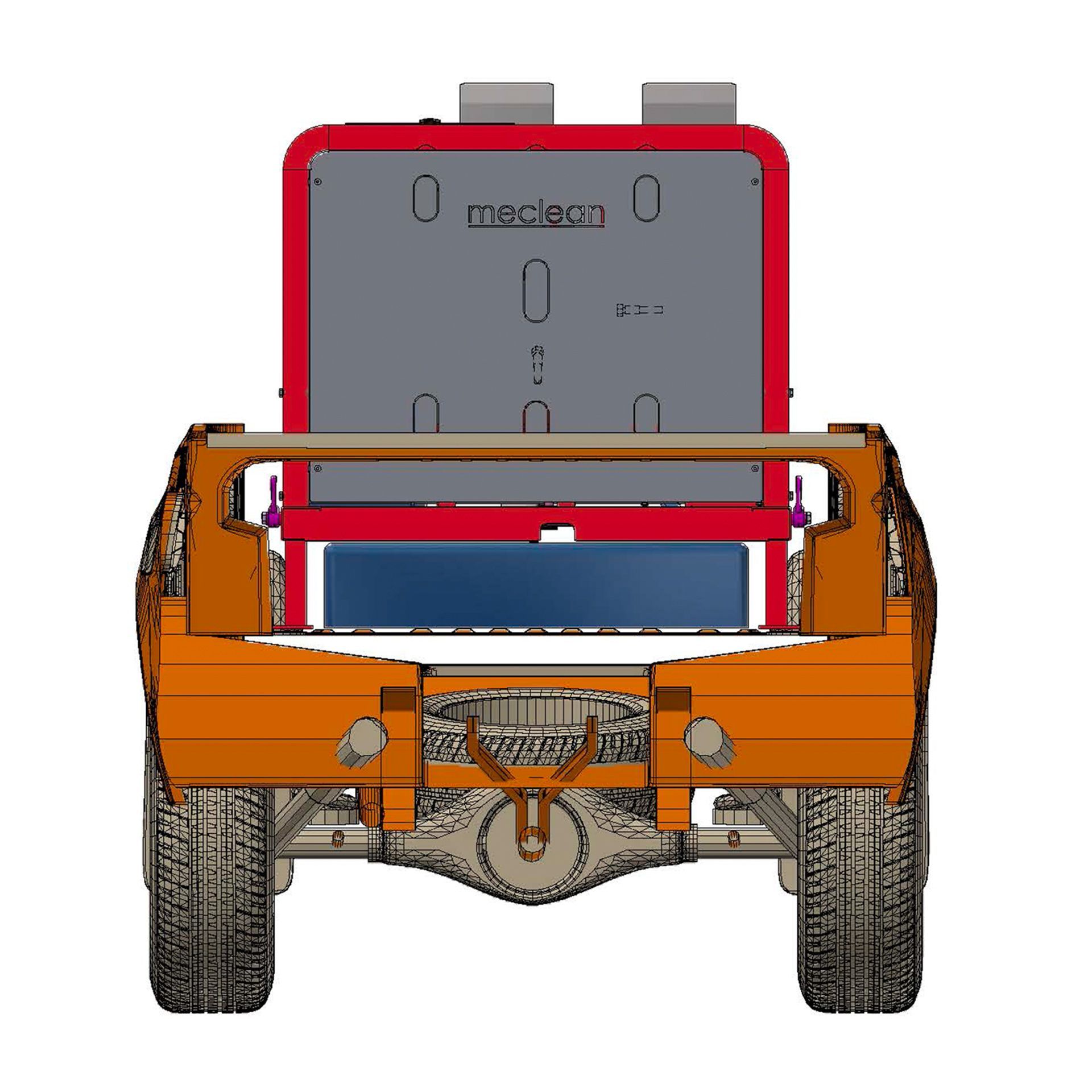 Meclean powerful built-in or surface-mounting pressure washing unit Trailerpack TPE 250/15 render rear view