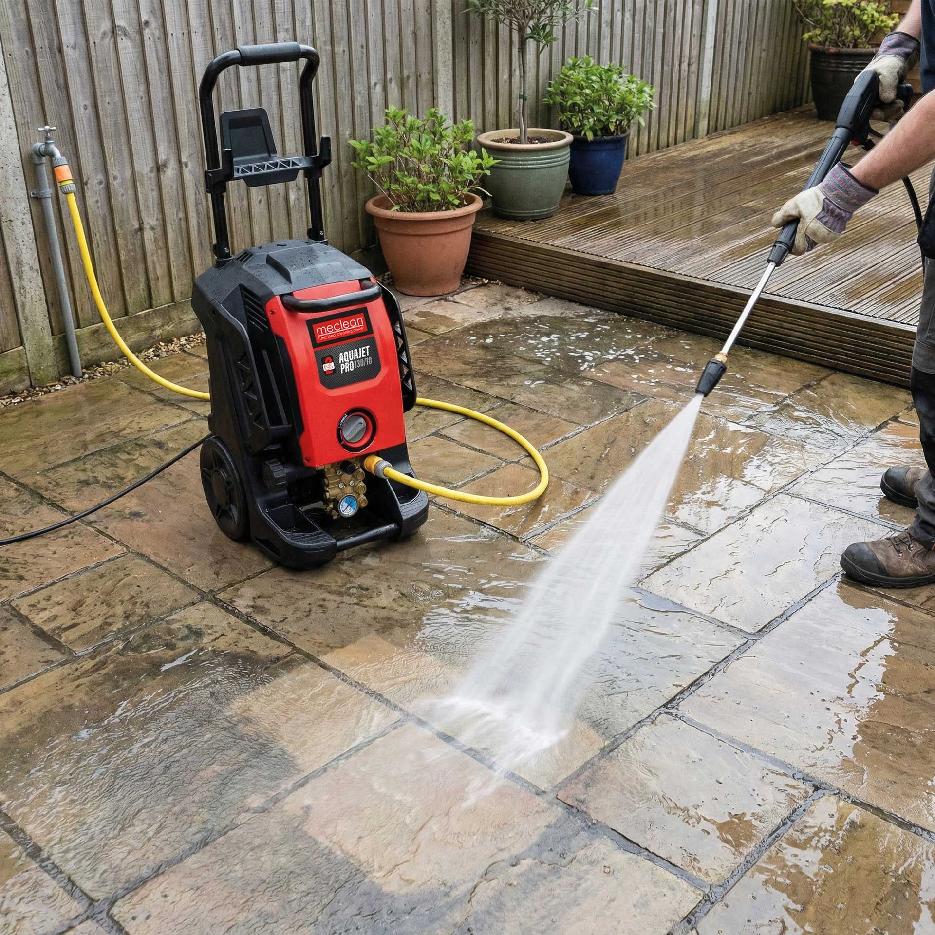 Meclean professional cold water pressure washer AQUAJET PRO high-pressure cleaning-tiles