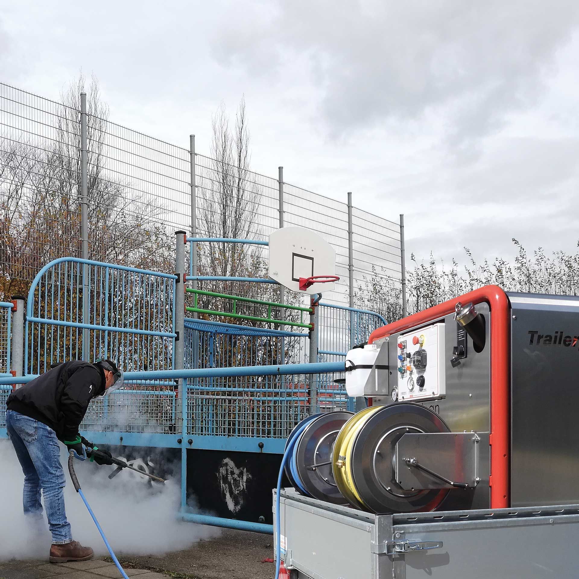 Meclean electric high-pressure unit Trailerpack TPE 250/15 SteamPLUS graffiti removal