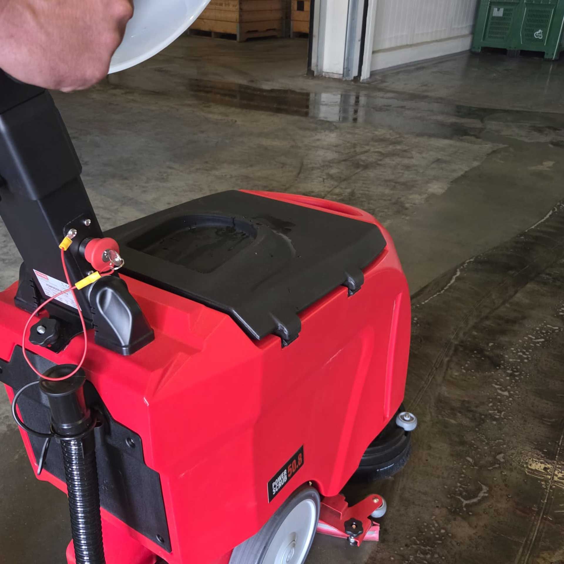 Meclean walk-behind scrubber-dryer POWERSCRUB 50.8 scrubbing floor fruit storage