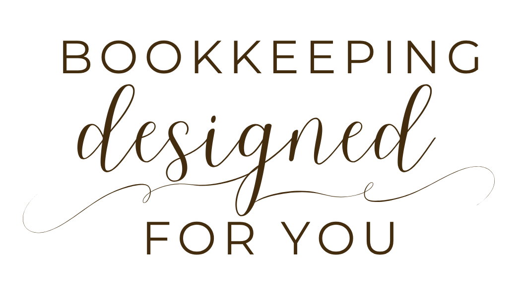 Logo reading “Bookkeeping designed for you” in black and gold script on a white background
