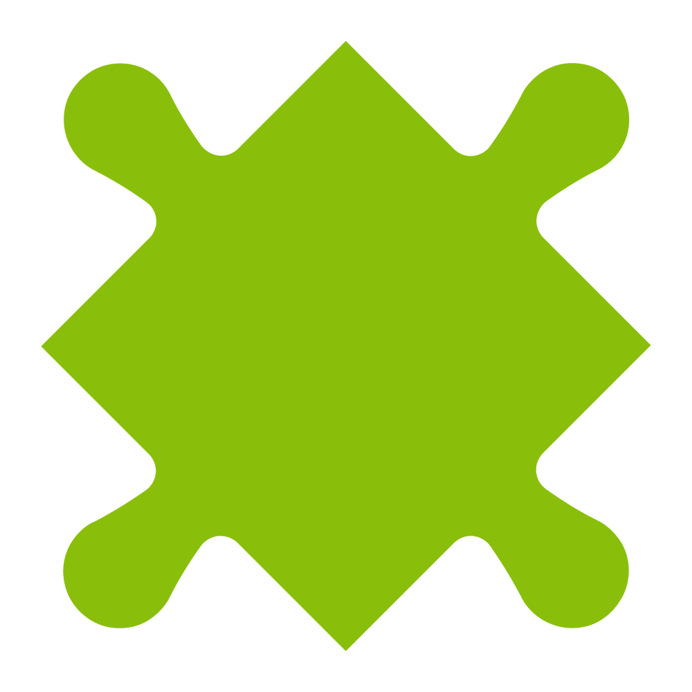 A green puzzle piece on a white background