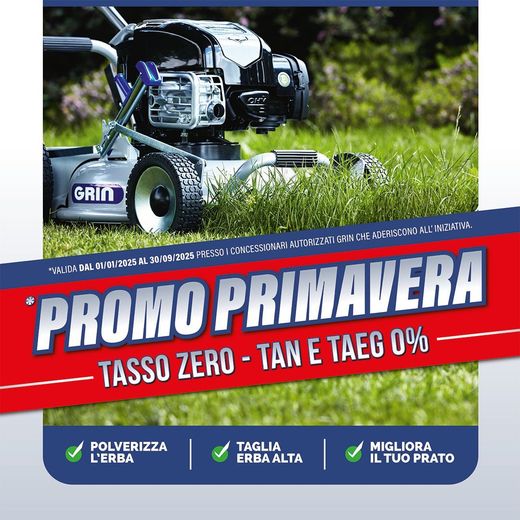 Promozione per rasaerba Garia: taglio, pulizia e migliora il prato in primavera.