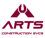 ARTS Construction Svcs logo in maroon with stylized roof icon