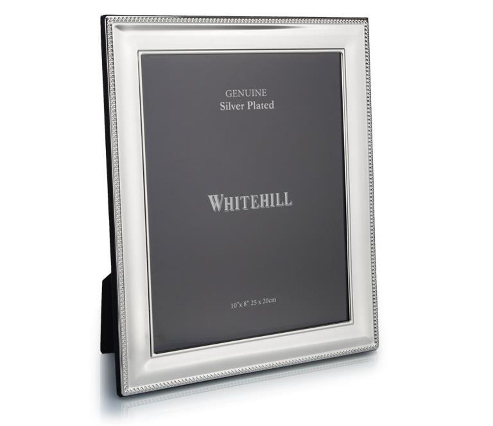 Silver rectangular photo frame with a white mat and dark placeholder insert