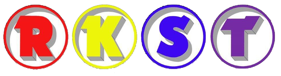 Red, yellow, blue, and purple letters in circles: R, K, S, T.