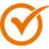 Orange checkmark inside an orange circle.