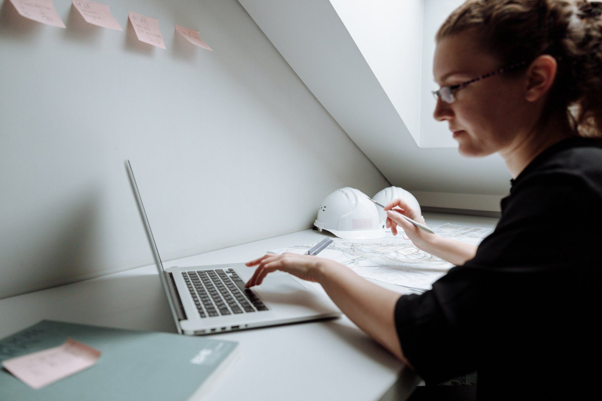 woman working at a laptop