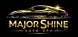 Major Shine Auto Spa logo with gold car silhouette on black background