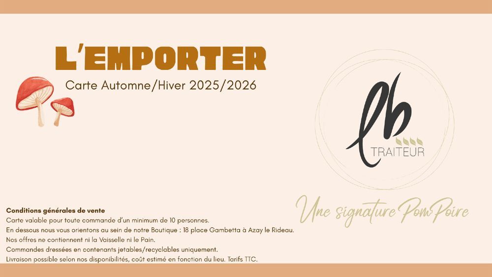 Carte l'emporter automne/hivers 2025/2026 Carte l'emporter automne/hivers 2025/2026
