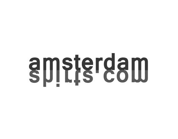 Het logo van Amsterdam Split in zwart en grijs op een witte achtergrond.