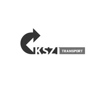 KISY Transport-logo met zwarte cirkelvormige pijl en grijze tekst op een witte achtergrond.