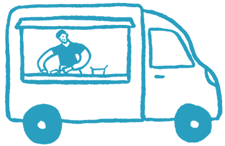 Blue Food Truck with Person Preparing Food at The Window — Bluewater Diner in Bluewater, QLD