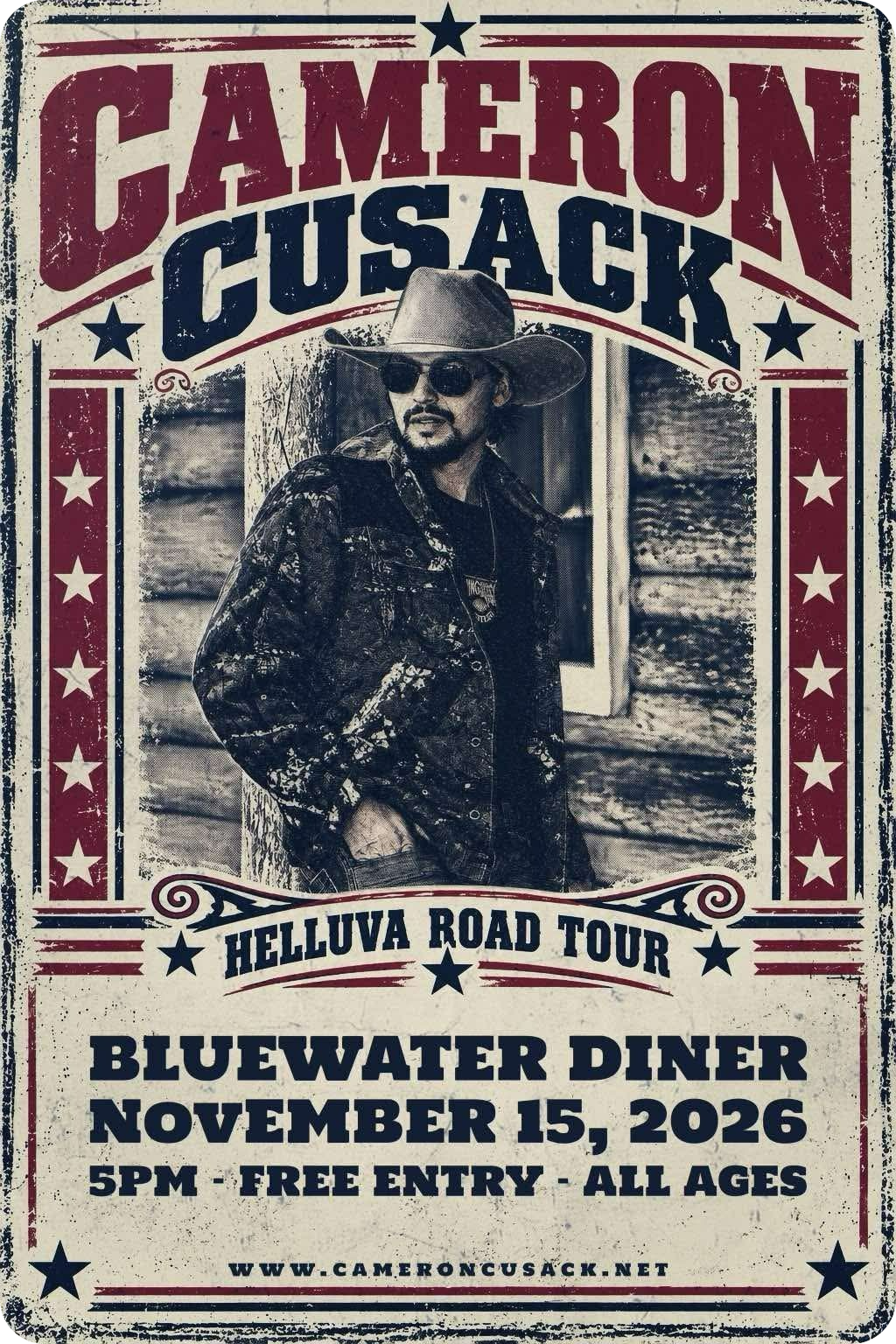 Cameron Cusack – Helluva Road Tour Poster — Bluewater Diner in Bluewater, QLD