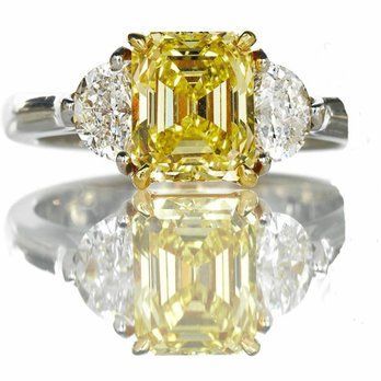 A ring with a yellow diamond and white diamonds