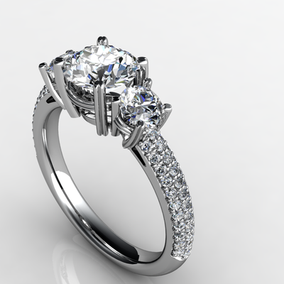 A white gold ring with two diamonds on it
