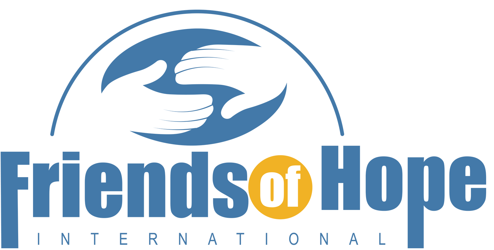 The logo for friends of hope international is blue and yellow
