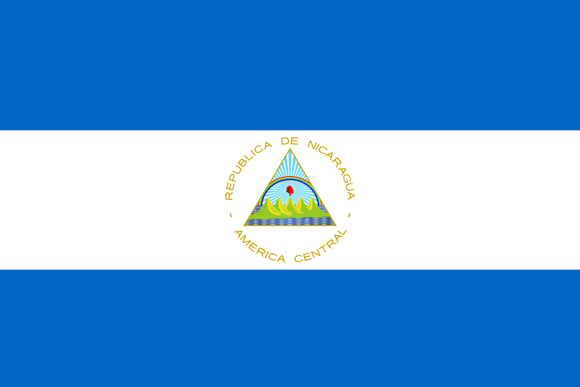 A blue and white flag with a triangle in the middle