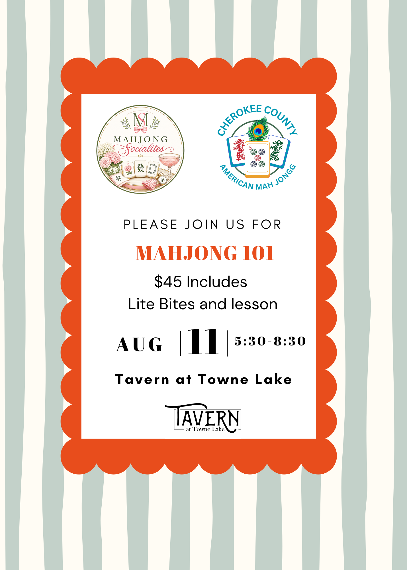 8/11 | Step 1-Mahjong 101 | Tavern at Towne lake