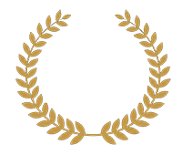 Gold laurel wreath emblem on a white background
