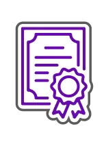 Purple certificate with an award seal.