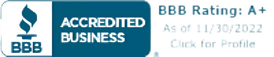 BBB accredited business logo with an A+ rating as of November 30, 2022.