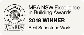 MBA NSW Excellence in Building Awards 2019 winner badge for Best Sandstone Work