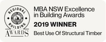 MBA NSW Excellence in Building Awards 2019 winner badge for Best Use of Structural Timber