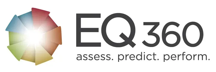 EQ360 logo with multicolor geometric icon and tagline “assess. predict. perform.”