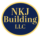 NKJ Building LLC logo in gold text on a navy oval with a gold border