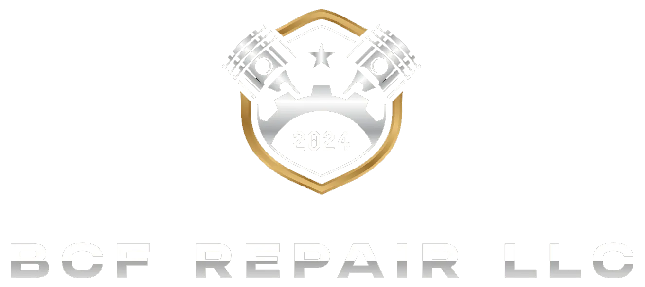 Logo for DJF Repair LLC with a gold and gray shield emblem
