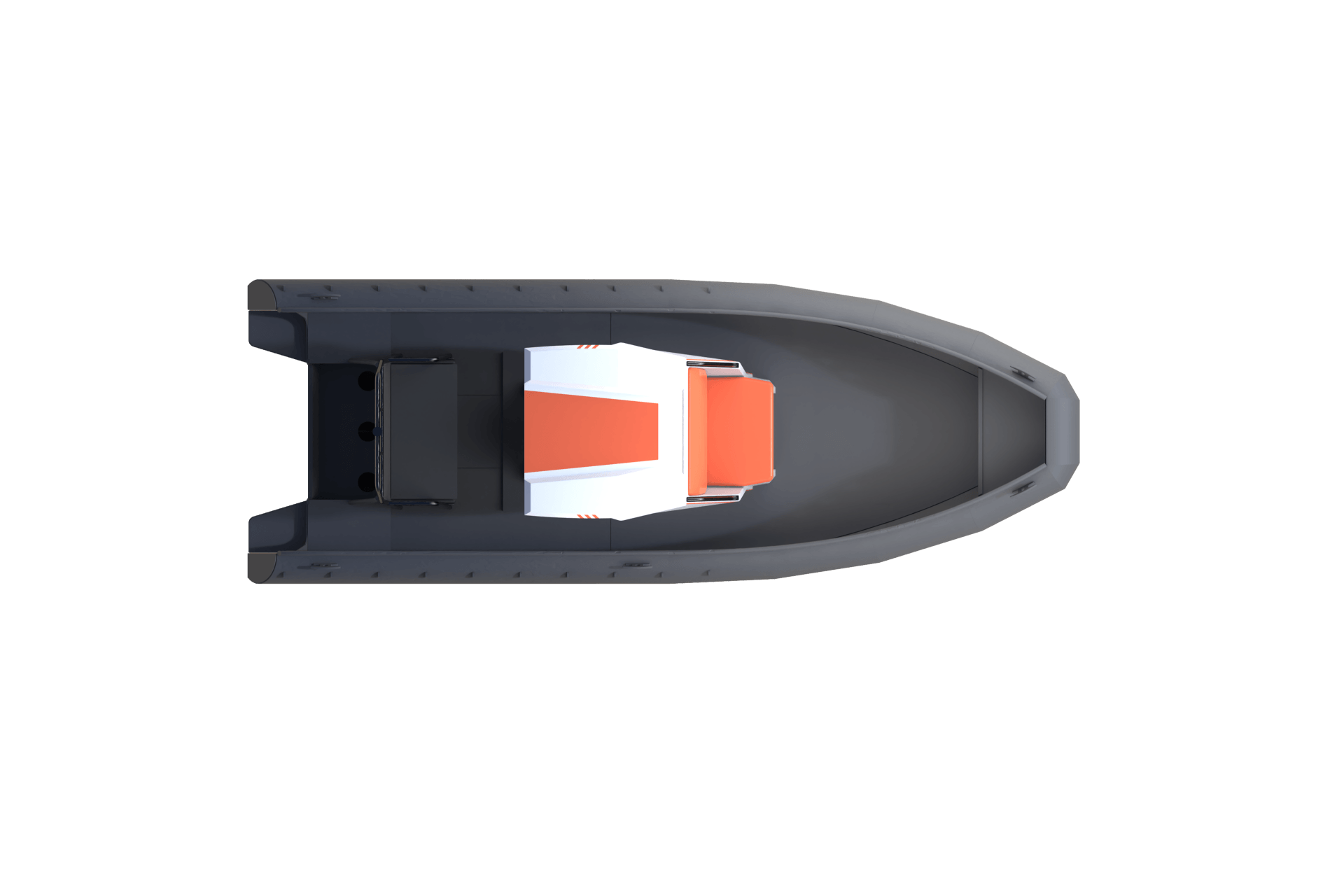 Petor p686 life boat picture from above, white roof