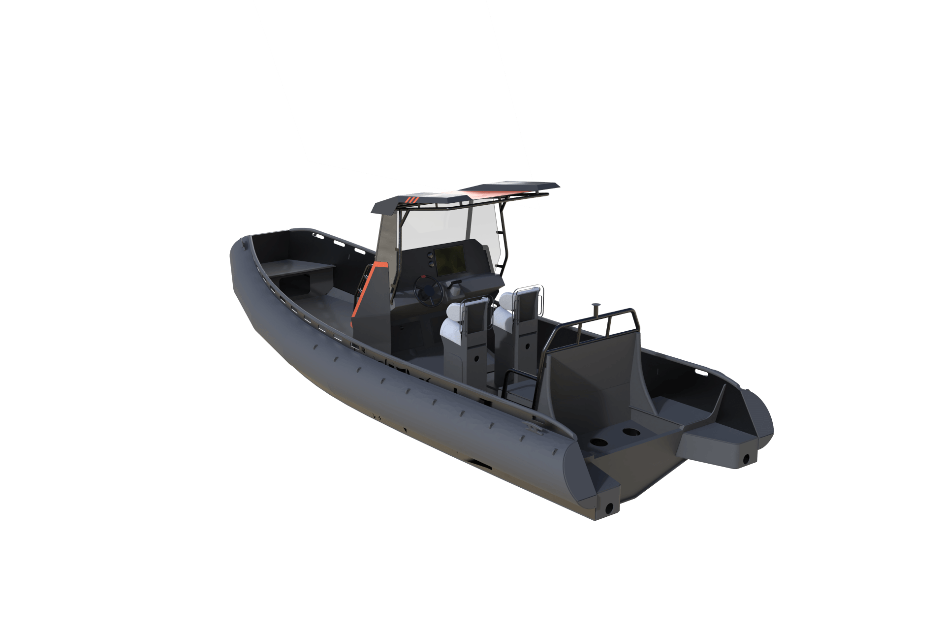 Rescue boat rendering from the back side